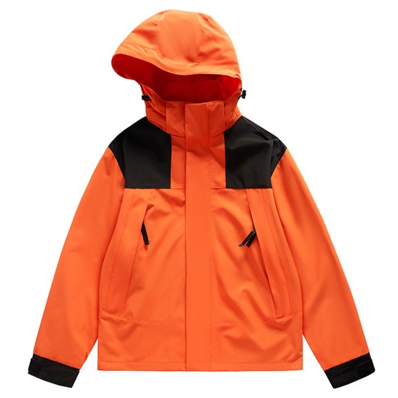 Annhoo Womens Rain Jackets Plus Size Long Sleeve Waterproof Windproof Hoodies Fashion Color Block Outdoors Raincoats