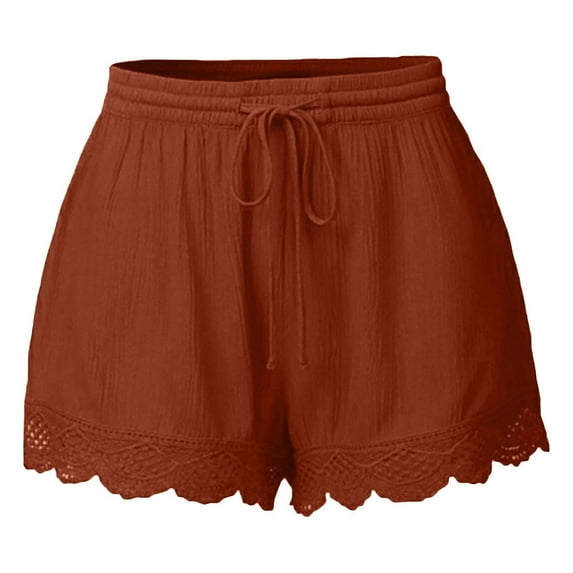 Annhoo Womens Shorts Lace Trim Drawstring Breathable Lightweight Bottoms Loose Soft Summer Boxers Outdoor Trendy Pants