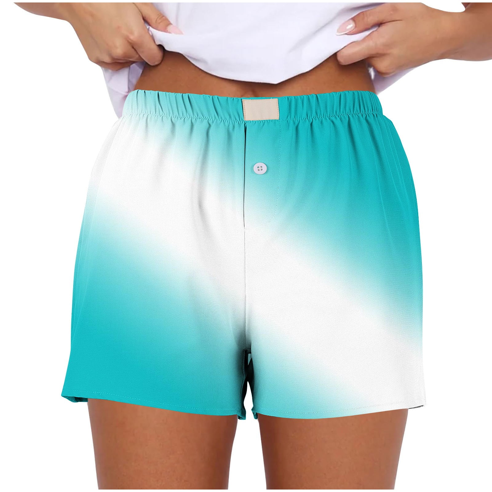 Annhoo Womens Shorts Summer Elastic High Waisted Trendy Gradient Color