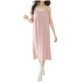 thumbnail image 1 of Annhoo Womens Sleep Dress with Bra Crewneck Solid Color Sleeveless Cotton Long Nightgown Comfortable Clothes, 1 of 5
