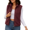 thumbnail image 1 of Annhoo Womens Sleeveless Fleece Vest Outerwear Stand Collar Solid Color Full Zip Waistcoat Winter Layering Vest, 1 of 7