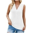 thumbnail image 1 of Annhoo Womens Sleeveless Tank Tops Summer Loose Hollow out V Neck Dressy Shirts Caual Beach Eyelet Blouse Tees, 1 of 8