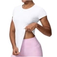 thumbnail image 1 of Annhoo Womens Sport Tops Solid Color Crewneck Breathable Stretchable Athletic Short Sleeve Shirts Running Clothes, 1 of 8