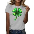 thumbnail image 1 of Annhoo Womens St Patricks Day T-Shirt Shamrock Print Crewneck Short Sleeve Tops Spring Summer Blouse, 1 of 5