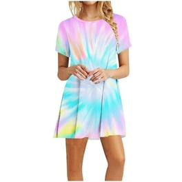 Multicolor tie dyed short sleeve mini dress juniors cheapest small