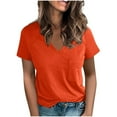 thumbnail image 1 of Annhoo Womens Summer T Shirts V Neck Pocket Basic Short Sleeve Tops Casual Going out Solid Color Tunics, 1 of 7
