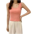 thumbnail image 1 of Annhoo Womens Summer Tank Tops Ruffle Crew Neck Sleeveless Shirts Slim Casual Soft Going out Tunics, 1 of 3