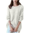 thumbnail image 1 of Annhoo Womens Sweaters Long Sleeve Crew Neck Solid Color Knitted Tops Fall Trendy Hollow out Lounge Outfits, 1 of 5