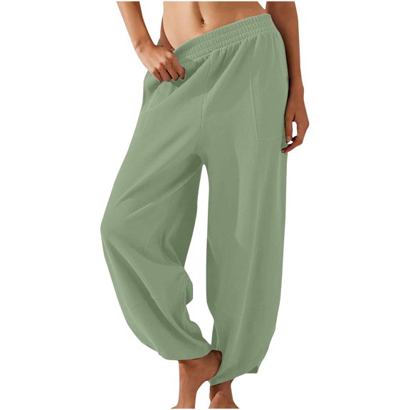 Annhoo Womens Sweatpants Baggy Work Elastic Waist Athletic Drawstring Joggers Loose Pants with Pockets Comfy Casual Trousers