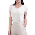 thumbnail image 1 of Annhoo Womens T Shirts Lightweight Stretchable V Neck Solid Color Loose Short Sleeve Tops Spring Summer Clothes, 1 of 5