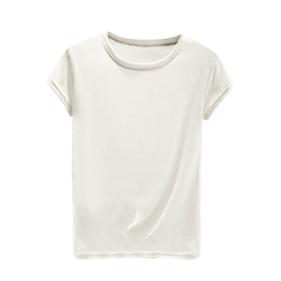 Annhoo Womens T Shirts Loose Summer Short Sleeve Crewneck Solid Color Casual Basic Tops Comfortable Clothes