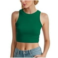 thumbnail image 1 of Annhoo Womens Tank Shirts Ribbed Kint Solid Color Crewneck Basic Sleeveless Crop Tops Casual Clothes, 1 of 3