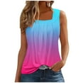 thumbnail image 1 of Annhoo Womens Tank Tops Summer Gradient Color Ruffled Sleeveless T Shirts Casual Loose Pleated Square Neck Tops, 1 of 4