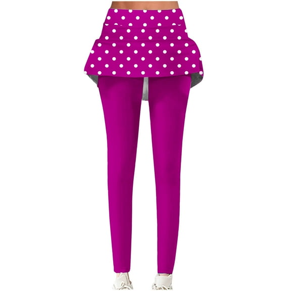 Annhoo Womens Tennis Skirted Leggings Trendy Polka Dots High Waisted Yoga Pants Plus Size Skorts for Running Workout