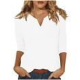 thumbnail image 1 of Annhoo Womens Tops 3/4 Sleeve V Neck Cute Tunic Solid Color Pullover Basic Shirts Going Out Clothes, 1 of 6