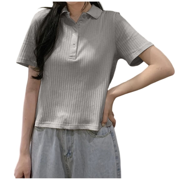 Annhoo Womens Tops Casual V-Neck Button Down T-Shirts Short Sleeve Summer Fashion Dressy Going Out Clothes