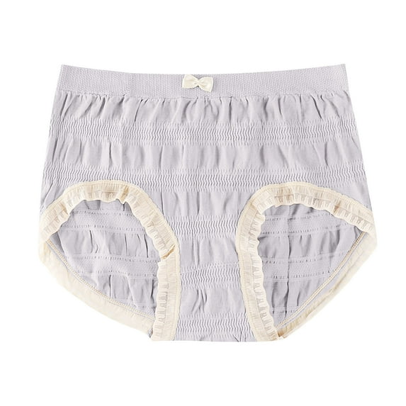 Annhoo Womens Underwear Cute Bowknot Front Mid Waisted Panties Trendy Lace Trim Full Coverage Seamless Briefs