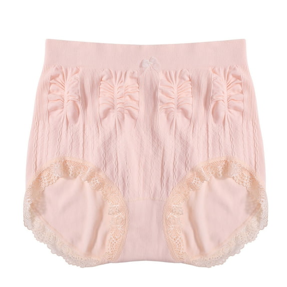 Annhoo Womens Underwear Lace Trim Full Coverage Ruched Everyday Panties Comfort Soft High Waisted Briefs