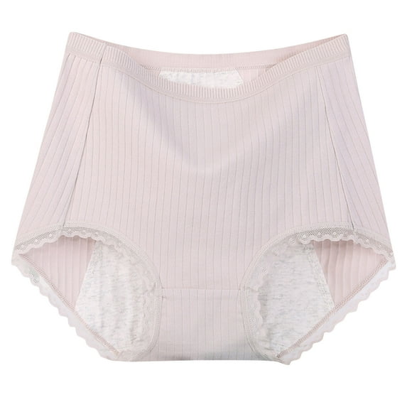 Annhoo Womens Underwear Plus Size High Waisted Cotton Briefs Breathable Full Coverage Lace Trim Knitted Panties