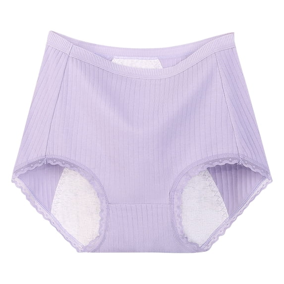 Annhoo Womens Underwear Plus Size High Waisted Cotton Briefs Breathable Full Coverage Lace Trim Knitted Panties