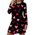 thumbnail image 1 of Annhoo Womens Valentine's Day Dresses Crewneck Long Sleeve Cute Print Pullover Sleepwear Loose Lightweight Clothes, 1 of 6