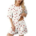 thumbnail image 1 of Annhoo Womens Valentine's Day Outfits 2 Piece Short Sleeve Cute Print Crewneck Shorts Set Comfortable Fashion Clothes, 1 of 7