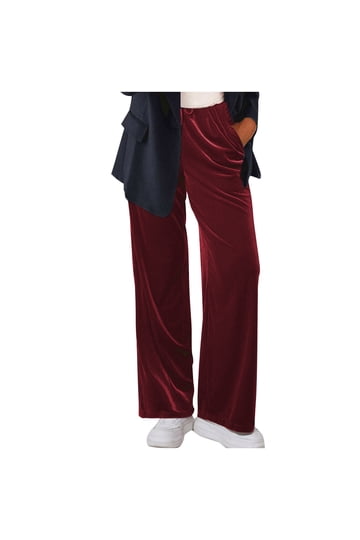 open lace back dress Cranberry Crisp Velvet Wide-Leg Trousers Small main image 1