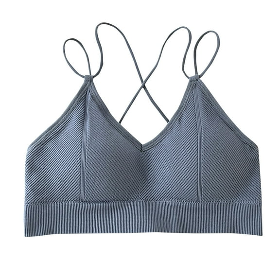 Annhoo Womens Wireless Bras Ribbed Racerback Spaghetti Strap Bralette with Built in Padded Push up Everyday Bras