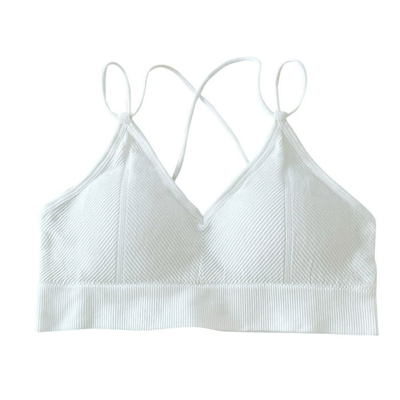 Annhoo Womens Wireless Bras Ribbed Racerback Spaghetti Strap Bralette with Built in Padded Push up Everyday Bras