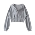 thumbnail image 1 of Annhoo Womens Zip up Hoodies Long Sleeve Drawstring Cropped Jackets Ladies Comfy Solid Color Fall Outwear, 1 of 5