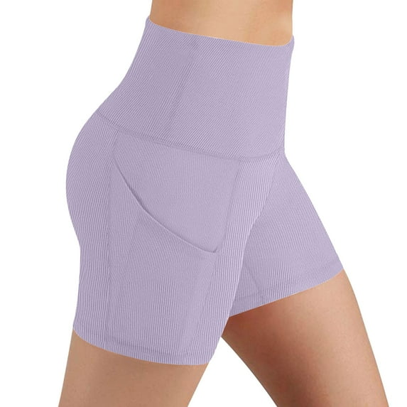 Annhoo Yoga Shorts for Women High Waisted Butt Lifting Athletic Gym Workout Stretchy Shorts with Pockets