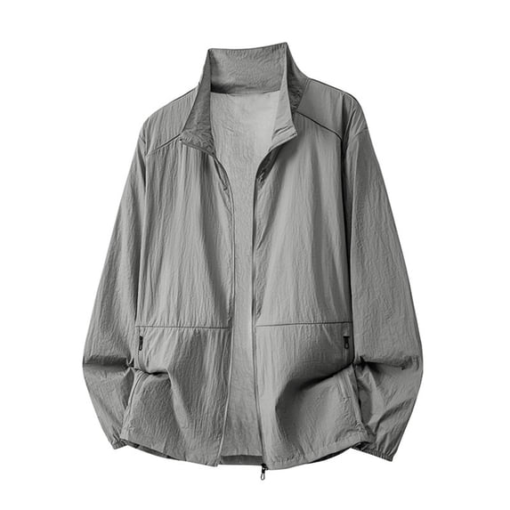 Annhoo Zip Up Jackets for Men Long Sleeve Stand Collar Lightweight Outerwear with Pockets Casual Running Jackets