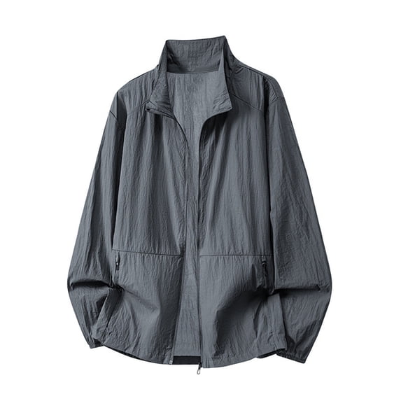Annhoo Zip Up Jackets for Men Long Sleeve Stand Collar Lightweight Outerwear with Pockets Casual Running Jackets