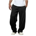 thumbnail image 1 of Annhoo men's Casual sweatpants drawstring elastic waist pockets pants loose Comfy straight leg daily outdoor soft trouser, 1 of 7