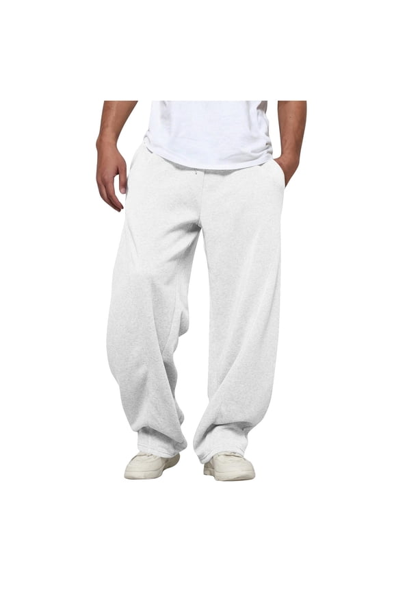 men's Casual sweatpants drawstring elastic waist pockets pants loose Comfy straight leg daily outdoor soft trouser