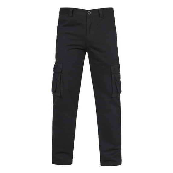 Annhoo plus size men's cotton cargo Pants straight leg vintage casual pants button zipper outdoor Pockets workwear trousers