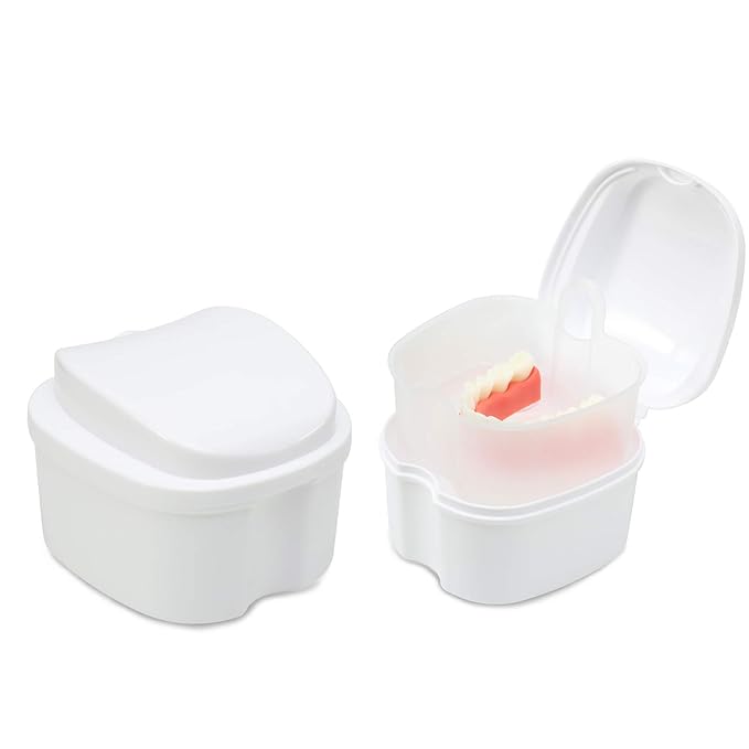 Annhua Dental Orthodontic Retainer Case Cleaning, Denture Cup Holder Case Travel Leak Proof with