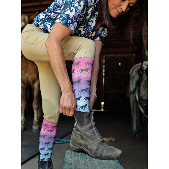 Anni Lyn Sportswear Women's Boot Sock - Version 2.0 (Sunset Horses)