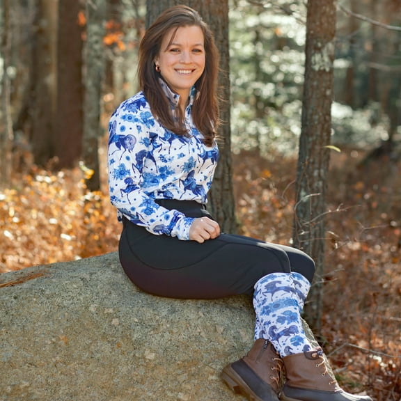 Anni Lyn Sportswear Women's Printed Boot Socks- One Size (Blue Horses)