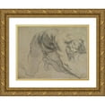 thumbnail image 1 of Annibale Carracci 14x11 Gold Ornate Wood Frame and Double Matted Museum Art Print Titled - Crawling Male Figure (Study for Cacus) (1593), 1 of 4