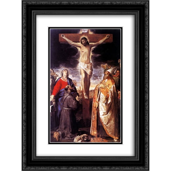 Annibale Carracci 2x Matted 20x24 Black Ornate Framed Art Print 'Crucifixion'