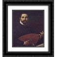 thumbnail image 1 of Annibale Carracci 2x Matted 20x24 Black Ornate Framed Art Print 'Portrait of Giovanni Gabrieli with the lute', 1 of 2