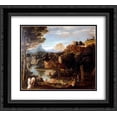 thumbnail image 1 of Annibale Carracci 2x Matted 24x20 Black Ornate Framed Art Print 'Landscape with bathers', 1 of 2