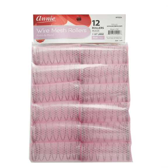 Annie 1 1/8" Wire Mesh Hair Rollers, 12/PK, Pack of 1, 3 Packs