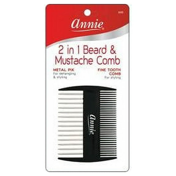 Annie 2 In 1 Beard & Mustache Comb,Pack of 6