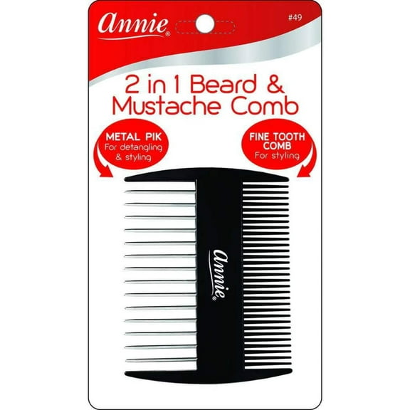 Annie 2 in 1 Beard Mustache Comb Black