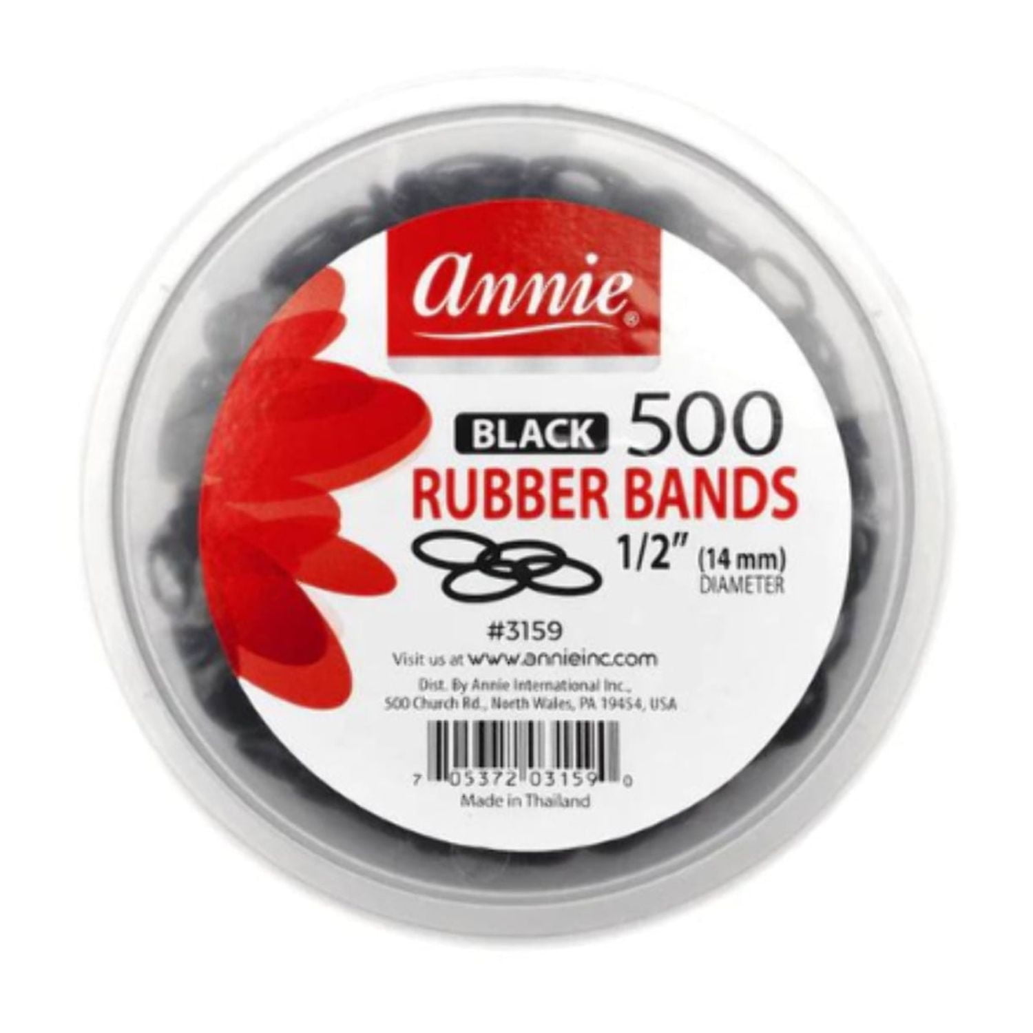 Annie Elastic Ring Black, 300 Small One Size 1/2 Rubber