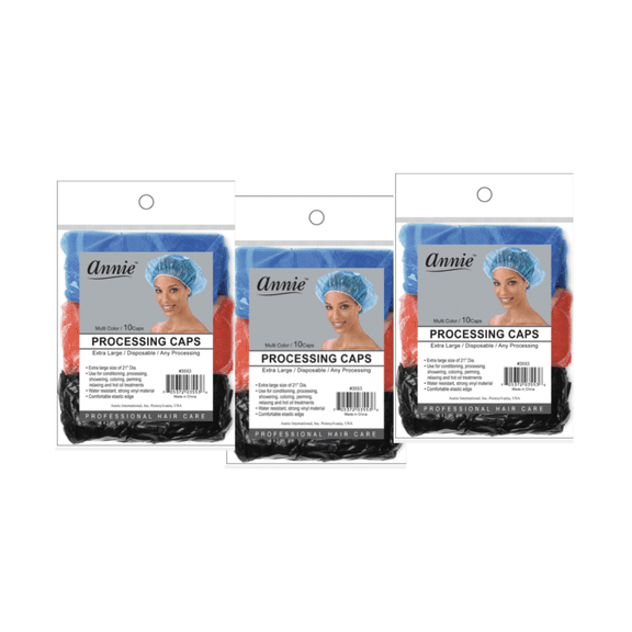 Annie #3553 Processing Cap 10 Pc X-large Assorted 3 pack