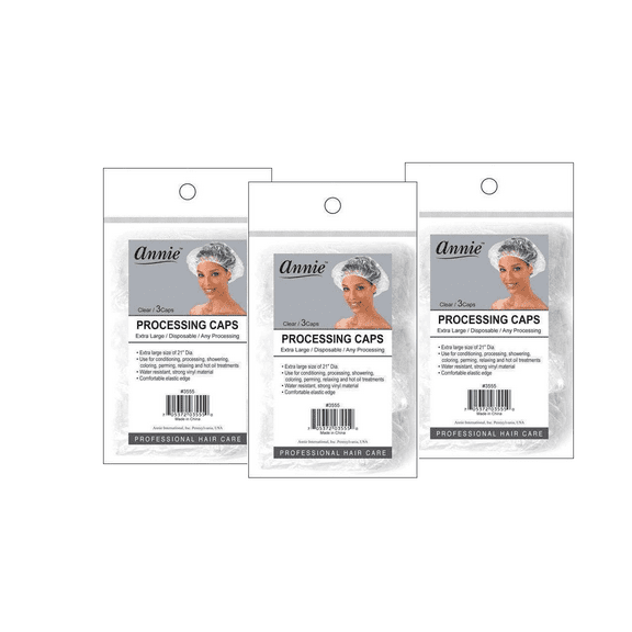 Annie #3555 Processing Cap 3 Pc X-large Clear 3 pack