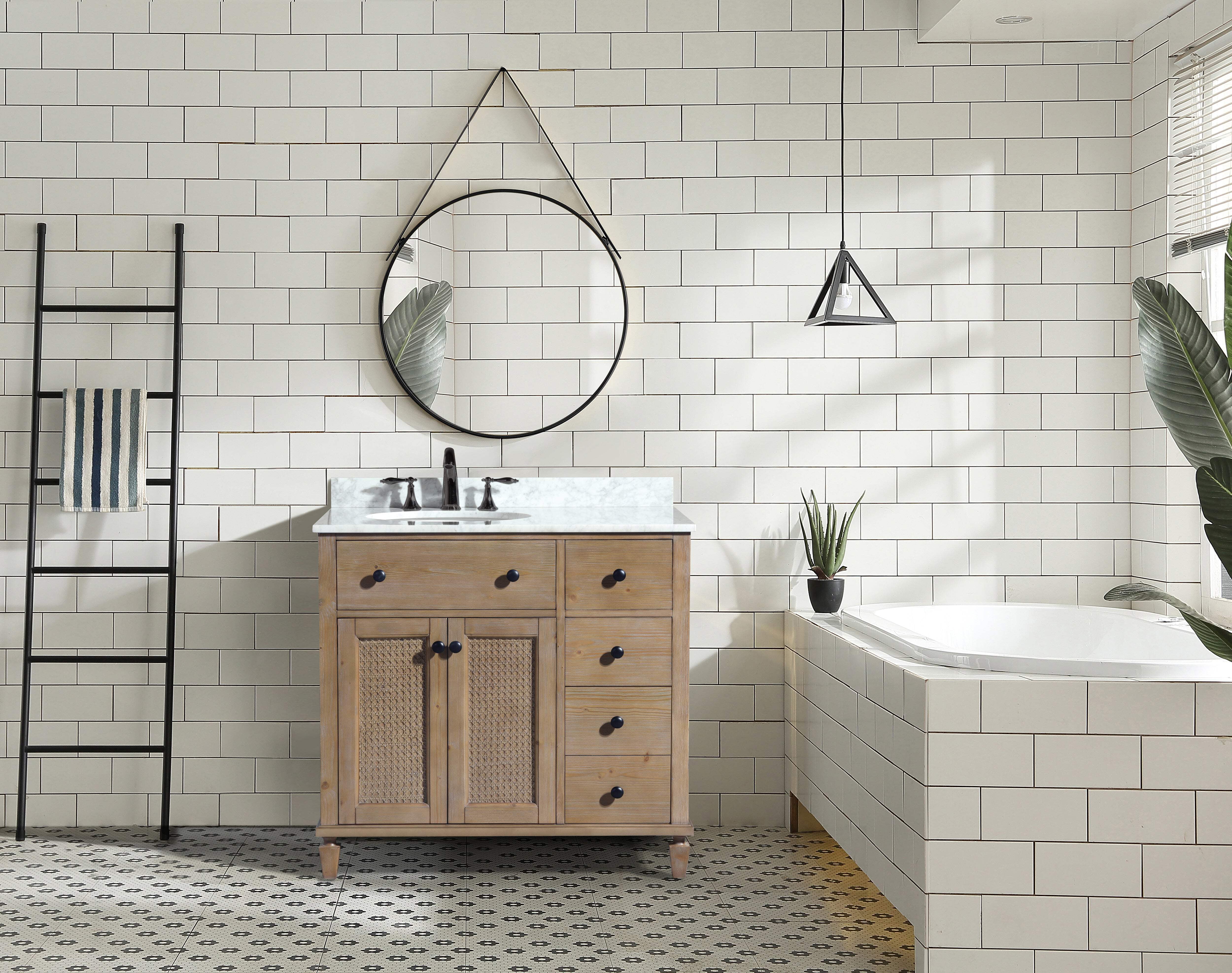 Annie 36" Weathered Fir Bathroom Vanity with Marble Top